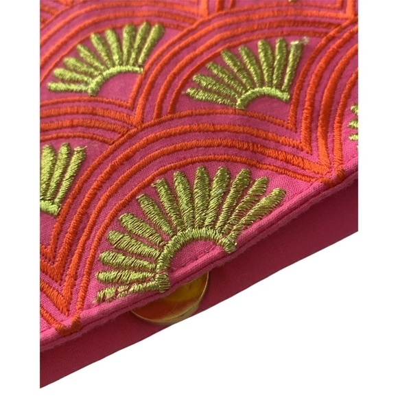 Pink and Gold Geometric Art Deco Pattern Clutch Purse Gold Chain Bag - Picture 6 of 6